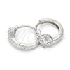 Sterling Silver Huggie Hoop, with White Cubic Zirconia, Polished, Rhodium Finish, 02.175.0153.15