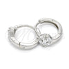 Sterling Silver Huggie Hoop, with White Cubic Zirconia, Polished, Rhodium Finish, 02.175.0153.15