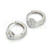 Sterling Silver Huggie Hoop, with White Cubic Zirconia, Polished, Rhodium Finish, 02.175.0153.15
