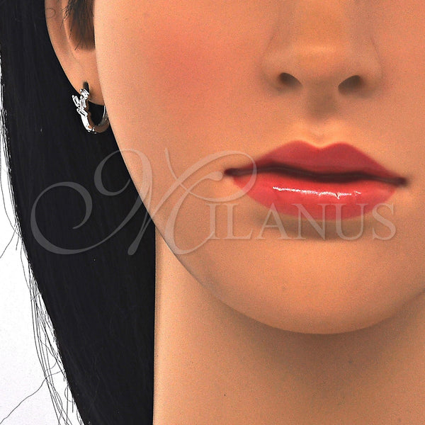 Sterling Silver Hoop Earrings — Huggie Hoop with White Cubic Zirconia Polished 02. — alternate product view — SKU 122959 | Plata 925 aretes de aro — Huggie Hoop with blanco Cubic Zirconia pulido 02. — SKU 122959