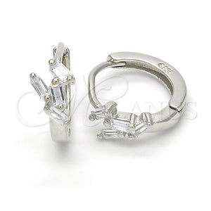 Sterling Silver Hoop Earrings — Huggie Hoop with White Cubic Zirconia Polished 02. — main product view — SKU 122959 | Plata 925 aretes de aro — Huggie Hoop with blanco Cubic Zirconia pulido 02. — SKU 122959