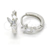 Sterling Silver Huggie Hoop, with White Cubic Zirconia, Polished, Rhodium Finish, 02.175.0155.15