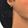 Sterling Silver Huggie Hoop, with White Cubic Zirconia, Polished, Rhodium Finish, 02.175.0156.15