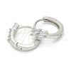 Sterling Silver Huggie Hoop, with White Cubic Zirconia, Polished, Rhodium Finish, 02.175.0156.15