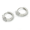 Sterling Silver Huggie Hoop, with White Cubic Zirconia, Polished, Rhodium Finish, 02.175.0156.15