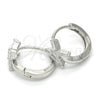 Sterling Silver Huggie Hoop, with White Cubic Zirconia, Polished, Rhodium Finish, 02.175.0157.15