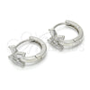 Sterling Silver Huggie Hoop, with White Cubic Zirconia, Polished, Rhodium Finish, 02.175.0157.15