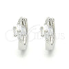 Sterling Silver Huggie Hoop, with White Cubic Zirconia, Polished, Rhodium Finish, 02.175.0158.15