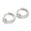 Sterling Silver Huggie Hoop, with White Cubic Zirconia, Polished, Rhodium Finish, 02.175.0158.15