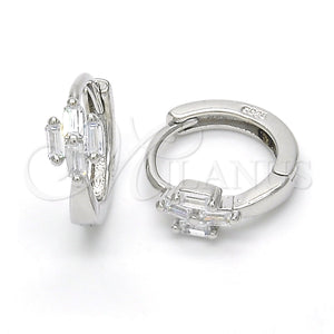 Sterling Silver Hoop Earrings — Huggie Hoop with White Cubic Zirconia Polished 02. — main product view — SKU 122962 | Plata 925 aretes de aro — Huggie Hoop with blanco Cubic Zirconia pulido 02. — SKU 122962