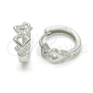 Sterling Silver Hoop Earrings — Huggie Hoop with White Micro Pave Polished 02. — main product view — SKU 122966 | Plata 925 aretes de aro — Huggie Hoop with blanco Micro Pave pulido 02. — SKU 122966