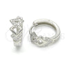 Sterling Silver Huggie Hoop, with White Micro Pave, Polished, Rhodium Finish, 02.175.0162.15