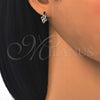 Sterling Silver Huggie Hoop, Flower Design, with White Micro Pave, Polished, Rhodium Finish, 02.175.0163.15