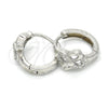 Sterling Silver Huggie Hoop, Flower Design, with White Micro Pave, Polished, Rhodium Finish, 02.175.0163.15