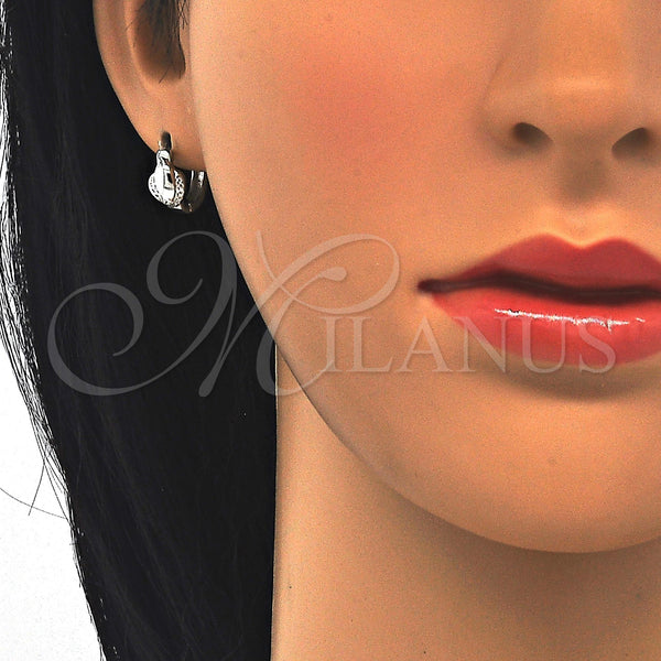 Sterling Silver Hoop Earrings — Huggie Hoop with White Micro Pave Polished 02. — alternate product view — SKU 122968 | Plata 925 aretes de aro — Huggie Hoop with blanco Micro Pave pulido 02. — SKU 122968