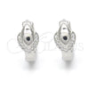 Sterling Silver Huggie Hoop, with White Micro Pave, Polished, Rhodium Finish, 02.175.0164.15