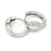 Sterling Silver Huggie Hoop, with White Micro Pave, Polished, Rhodium Finish, 02.175.0164.15