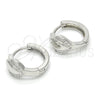 Sterling Silver Huggie Hoop, with White Micro Pave, Polished, Rhodium Finish, 02.175.0164.15
