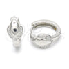 Sterling Silver Huggie Hoop, with White Micro Pave, Polished, Rhodium Finish, 02.175.0164.15