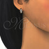 Sterling Silver Huggie Hoop, with White Micro Pave, Polished, Rhodium Finish, 02.175.0165.15