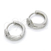 Sterling Silver Huggie Hoop, with White Micro Pave, Polished, Rhodium Finish, 02.175.0165.15