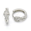 Sterling Silver Huggie Hoop, with White Micro Pave, Polished, Rhodium Finish, 02.175.0165.15