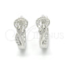 Sterling Silver Huggie Hoop, with White Micro Pave, Polished, Rhodium Finish, 02.175.0166.15