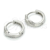 Sterling Silver Huggie Hoop, with White Micro Pave, Polished, Rhodium Finish, 02.175.0166.15
