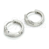 Sterling Silver Huggie Hoop, with White Micro Pave, Polished, Rhodium Finish, 02.175.0166.15