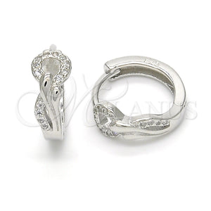 Sterling Silver Hoop Earrings — Huggie Hoop with White Micro Pave Polished 02. — main product view — SKU 122970 | Plata 925 aretes de aro — Huggie Hoop with blanco Micro Pave pulido 02. — SKU 122970