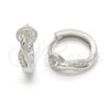 Sterling Silver Huggie Hoop, with White Micro Pave, Polished, Rhodium Finish, 02.175.0166.15