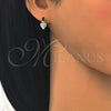 Sterling Silver Huggie Hoop, Apple Design, with White Micro Pave, Polished, Rhodium Finish, 02.175.0167.15