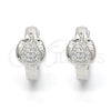 Sterling Silver Huggie Hoop, Apple Design, with White Micro Pave, Polished, Rhodium Finish, 02.175.0167.15