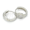 Sterling Silver Huggie Hoop, Apple Design, with White Micro Pave, Polished, Rhodium Finish, 02.175.0167.15