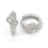 Sterling Silver Huggie Hoop, with White Micro Pave, Polished, Rhodium Finish, 02.175.0168.15