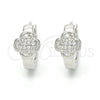 Sterling Silver Huggie Hoop, with White Micro Pave, Polished, Rhodium Finish, 02.175.0169.15