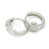 Sterling Silver Huggie Hoop, with White Micro Pave, Polished, Rhodium Finish, 02.175.0169.15