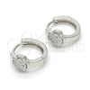 Sterling Silver Huggie Hoop, with White Micro Pave, Polished, Rhodium Finish, 02.175.0169.15