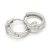 Sterling Silver Huggie Hoop, with White Micro Pave, Polished, Rhodium Finish, 02.175.0171.15