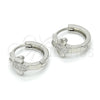 Sterling Silver Huggie Hoop, with White Micro Pave, Polished, Rhodium Finish, 02.175.0171.15