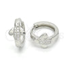 Sterling Silver Huggie Hoop, with White Micro Pave, Polished, Rhodium Finish, 02.175.0171.15