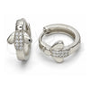 Sterling Silver Huggie Hoop, with White Micro Pave, Polished, Rhodium Finish, 02.175.0171.15