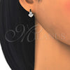 Sterling Silver Huggie Hoop, Flower Design, with White Micro Pave, Polished, Rhodium Finish, 02.175.0172.15