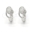 Sterling Silver Huggie Hoop, with White Micro Pave, Polished, Rhodium Finish, 02.175.0173.15