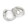 Sterling Silver Huggie Hoop, with White Micro Pave, Polished, Rhodium Finish, 02.175.0173.15