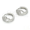 Sterling Silver Huggie Hoop, with White Micro Pave, Polished, Rhodium Finish, 02.175.0173.15