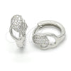 Sterling Silver Huggie Hoop, with White Micro Pave, Polished, Rhodium Finish, 02.175.0173.15