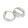 Sterling Silver Huggie Hoop, with White Micro Pave, Polished, Rhodium Finish, 02.175.0174.15