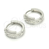 Sterling Silver Huggie Hoop, with White Micro Pave, Polished, Rhodium Finish, 02.175.0174.15