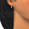 Sterling Silver Huggie Hoop, with White Micro Pave, Polished, Rhodium Finish, 02.175.0175.15